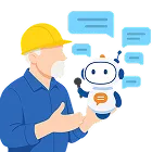 AIが熟練工と会話で知識を引き出すイラスト